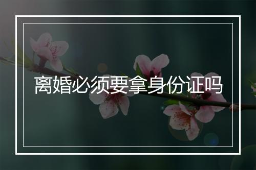 离婚必须要拿身份证吗