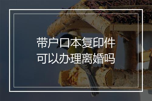 带户口本复印件可以办理离婚吗