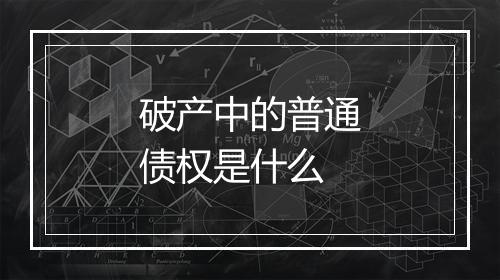 破产中的普通债权是什么