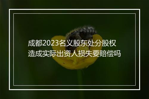成都2023名义股东处分股权造成实际出资人损失要赔偿吗