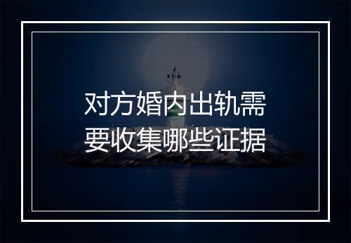 对方婚内出轨需要收集哪些证据