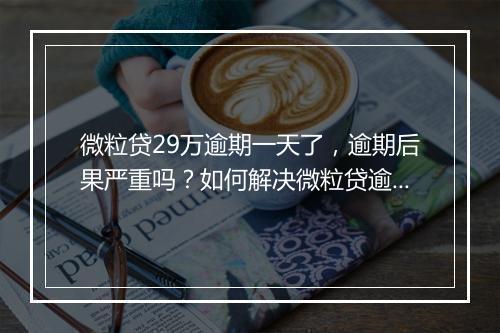 微粒贷29万逾期一天了，逾期后果严重吗？如何解决微粒贷逾期问题？
