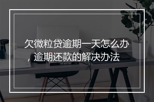 欠微粒贷逾期一天怎么办，逾期还款的解决办法