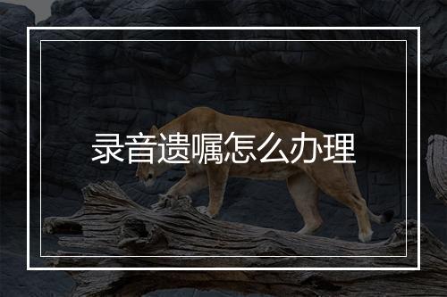 录音遗嘱怎么办理
