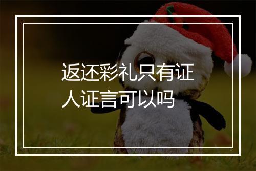 返还彩礼只有证人证言可以吗