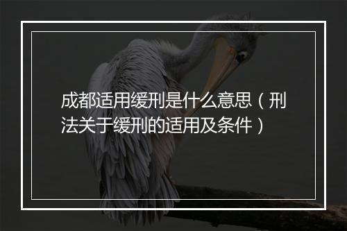 成都适用缓刑是什么意思（刑法关于缓刑的适用及条件）