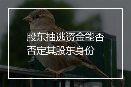 股东抽逃资金能否否定其股东身份