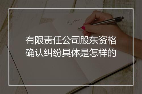 有限责任公司股东资格确认纠纷具体是怎样的