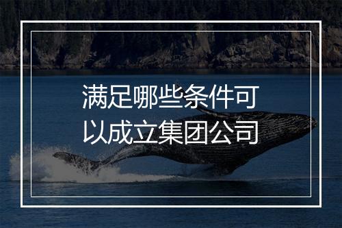 满足哪些条件可以成立集团公司