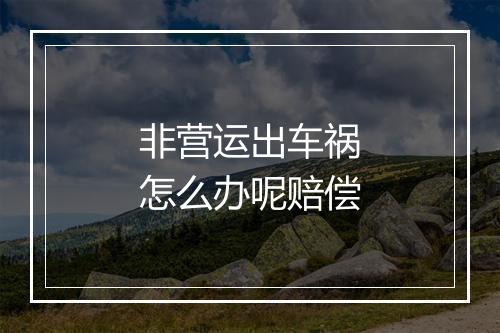 非营运出车祸怎么办呢赔偿