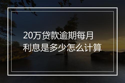20万贷款逾期每月利息是多少怎么计算