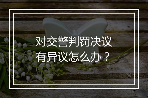 对交警判罚决议有异议怎么办？