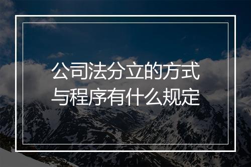 公司法分立的方式与程序有什么规定