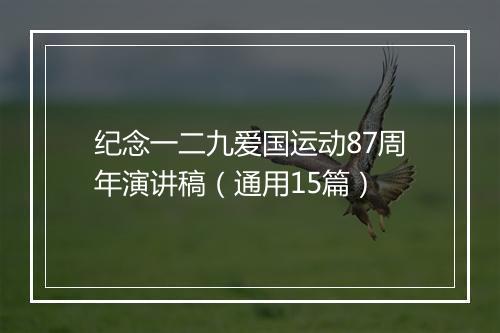 纪念一二九爱国运动87周年演讲稿（通用15篇）