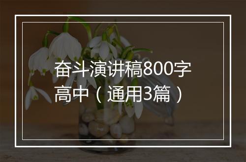奋斗演讲稿800字高中（通用3篇）