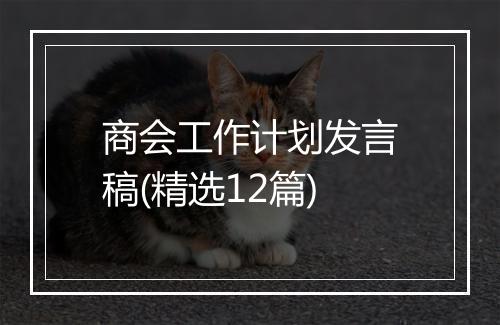 商会工作计划发言稿(精选12篇)