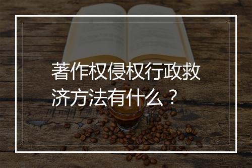 著作权侵权行政救济方法有什么？