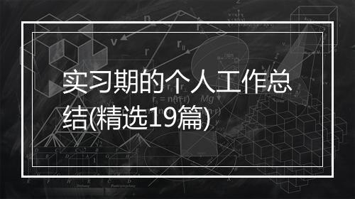 实习期的个人工作总结(精选19篇)