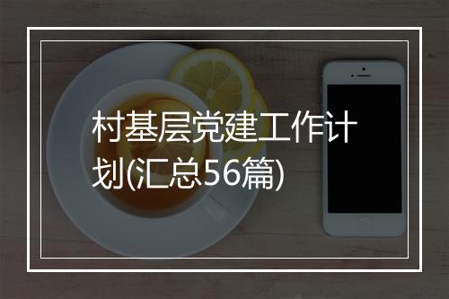 村基层党建工作计划(汇总56篇)