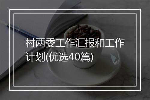 村两委工作汇报和工作计划(优选40篇)