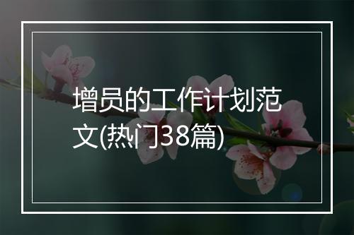 增员的工作计划范文(热门38篇)