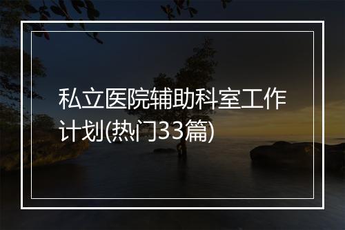 私立医院辅助科室工作计划(热门33篇)