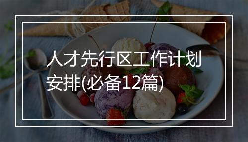 人才先行区工作计划安排(必备12篇)