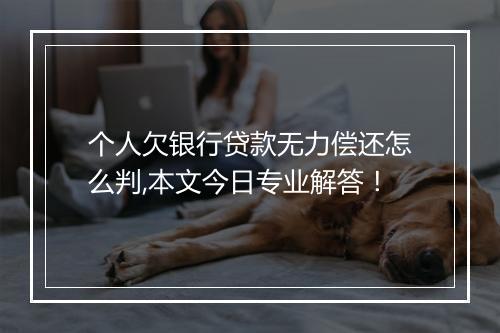 个人欠银行贷款无力偿还怎么判,本文今日专业解答！