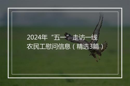 2024年“五一”走访一线农民工慰问信息（精选3篇）