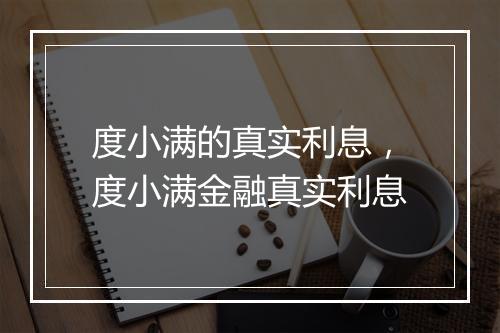 度小满的真实利息，度小满金融真实利息