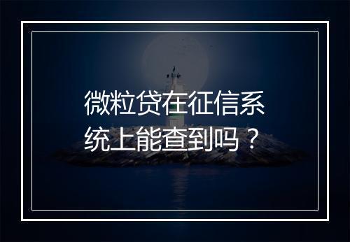 微粒贷在征信系统上能查到吗？