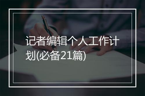 记者编辑个人工作计划(必备21篇)