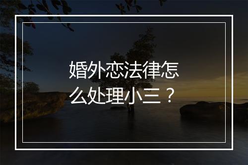 婚外恋法律怎么处理小三？