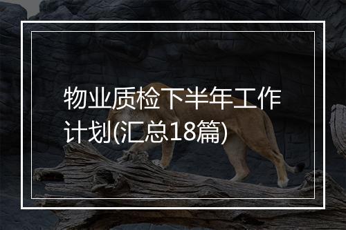 物业质检下半年工作计划(汇总18篇)