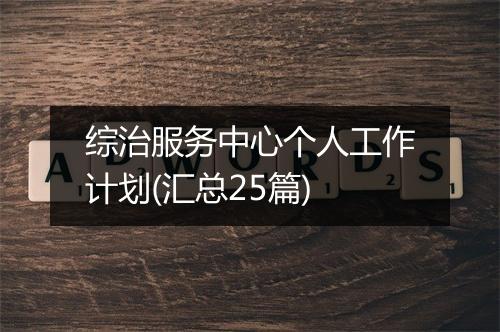 综治服务中心个人工作计划(汇总25篇)