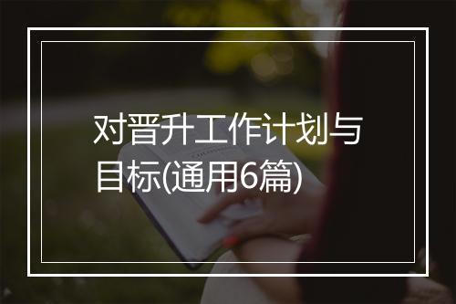 对晋升工作计划与目标(通用6篇)