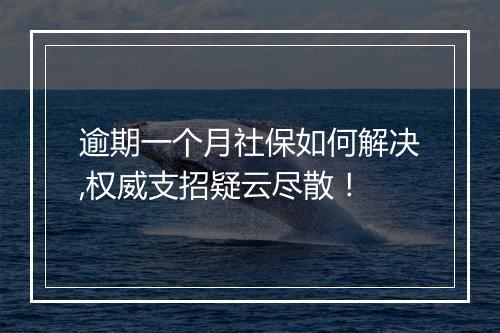 逾期一个月社保如何解决,权威支招疑云尽散！
