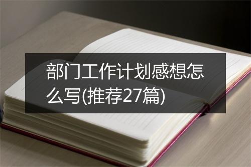 部门工作计划感想怎么写(推荐27篇)