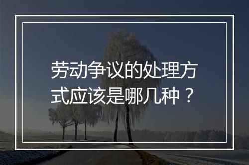 劳动争议的处理方式应该是哪几种？