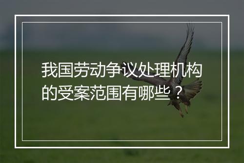 我国劳动争议处理机构的受案范围有哪些？