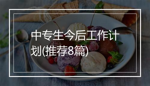 中专生今后工作计划(推荐8篇)