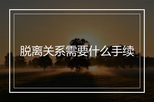 脱离关系需要什么手续