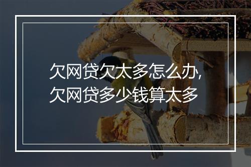 欠网贷欠太多怎么办,欠网贷多少钱算太多