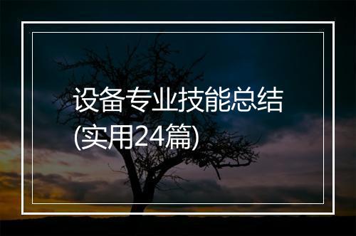 设备专业技能总结(实用24篇)