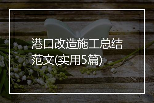 港口改造施工总结范文(实用5篇)
