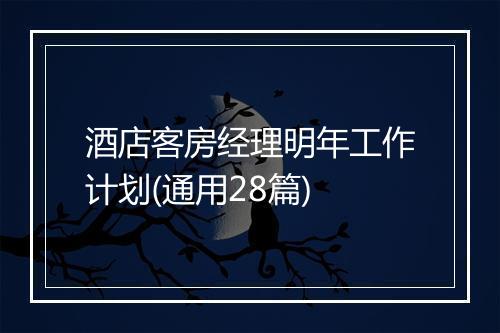 酒店客房经理明年工作计划(通用28篇)