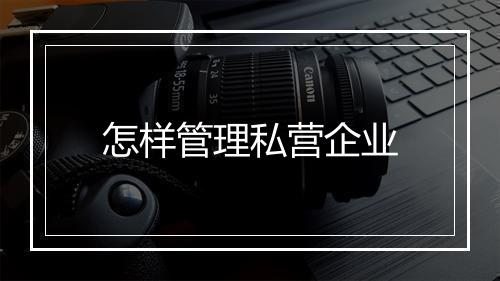 怎样管理私营企业