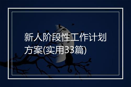 新人阶段性工作计划方案(实用33篇)