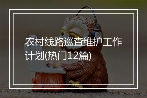农村线路巡查维护工作计划(热门12篇)