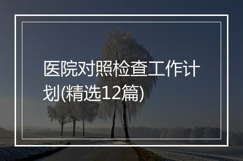 医院对照检查工作计划(精选12篇)